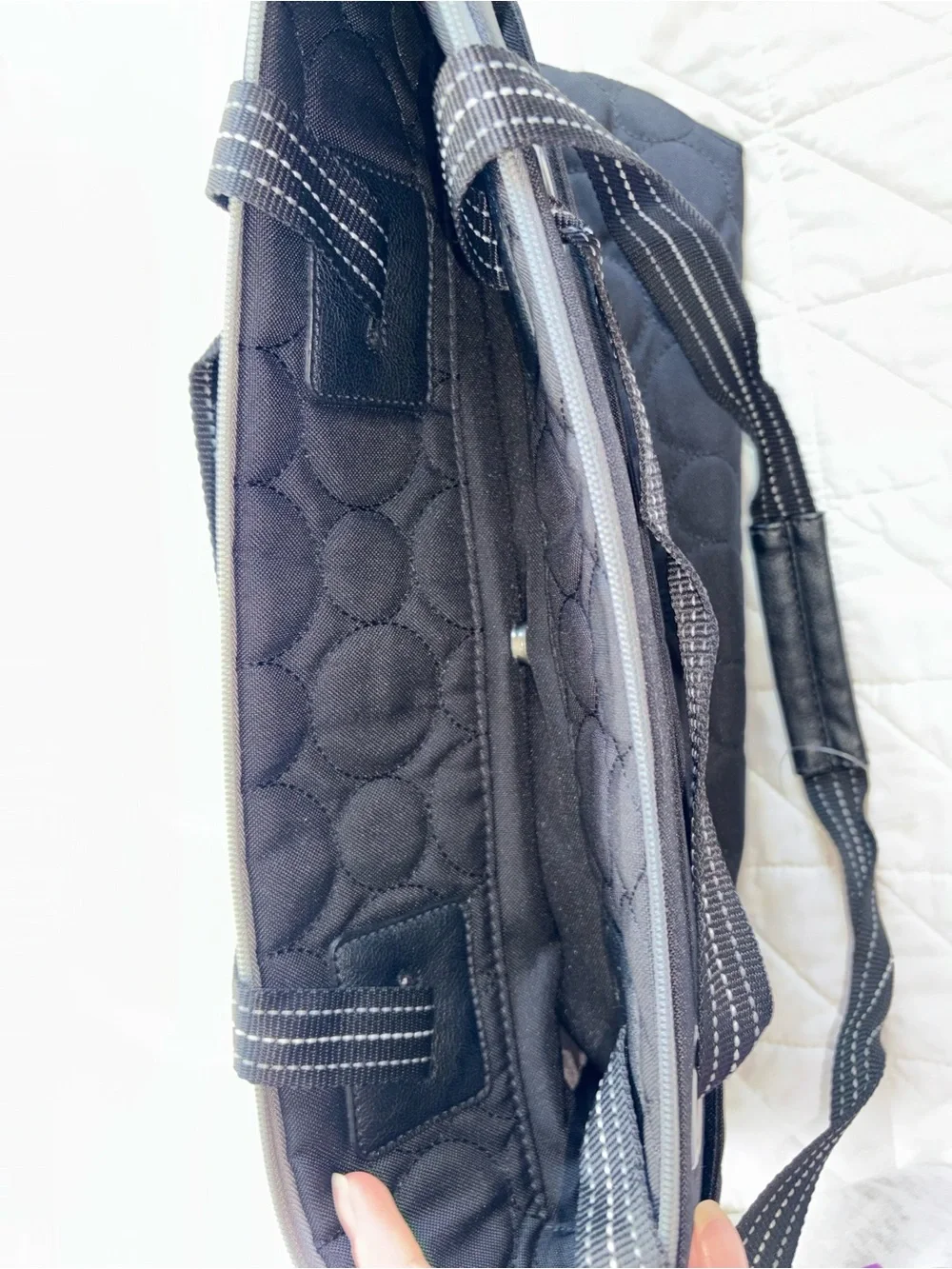 Thirty-One Vary You Varying Backpack Tote - Black Quilted Bubble - Picture 5 of 6